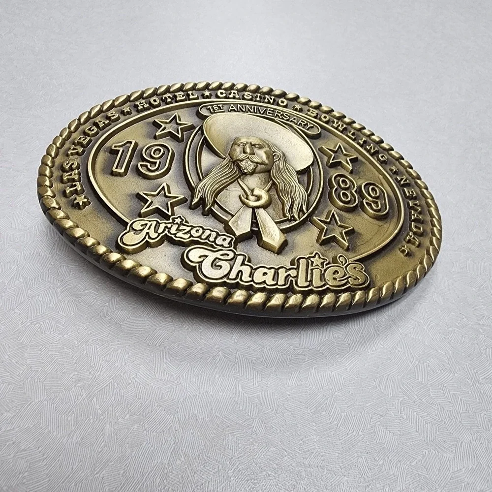 Arizona Charlies Hotel Casino 1st Year 89 Las Vegas Nevada Vintage Belt Buckle